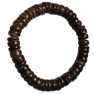 Vintage Handcrafted Boho Dark Brown Wood Bead Stretch Bracelet Jewelry Men